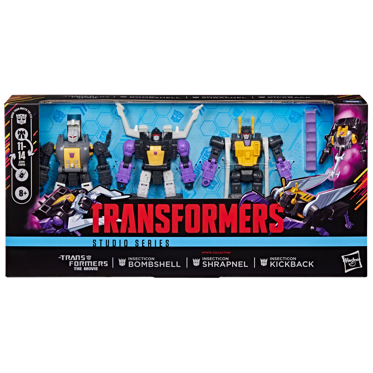 Transformers Studio Series MTMTE Collection Insecticon Bombshell, Kickback, and Shrapnel 3 Pack Action Figure Exclusive